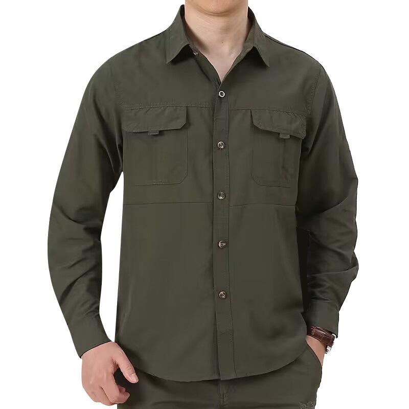 Men's Plus Size Casual Long-Sleeve Cotton Shirt - Spring/Autumn 2026 Collection