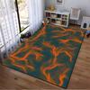 Modern Abstract Lines Area Rug Orange and Blue Wavy Pattern Carpet Suitable for use as an anti-slip for living room bedroom sofas