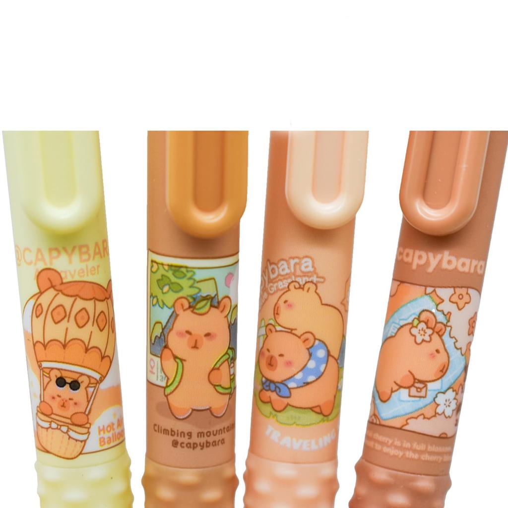 Maydahui Stylish and Cute Capybara Ballpoint Black Animal Water Creative Gel School Classroom Cute Planner Gifts for Kids and Students Pens, 12-Piece