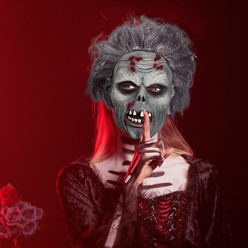 Zombie Face Cover Horror Headgear Toys Latex Halloween Scary Masque Creepy Face Cover Cosplay Costume for Party Props