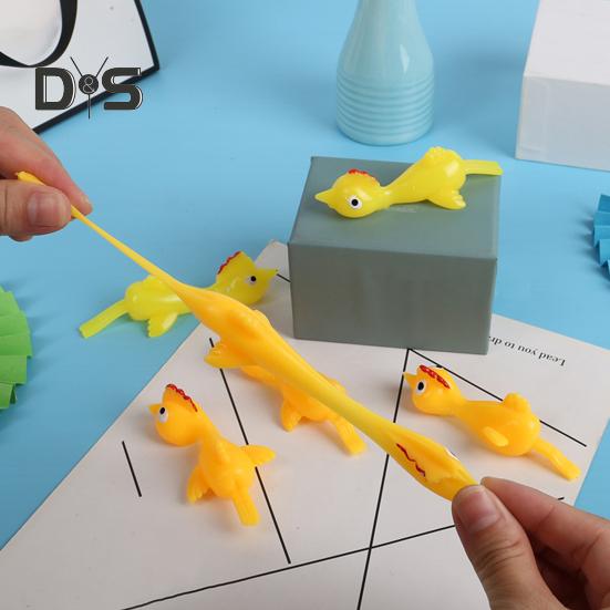 10Pcs Flying Chicken Catapult Rubber Chicken Finger Catapult Stretchy Chicken Shooter for Kids Indoor Outdoor Fun Christmas Party Favors Gift Goodie
