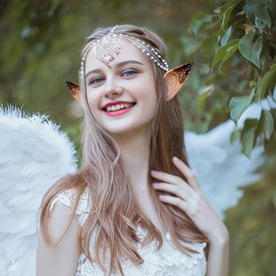 1 Pair Elf Ears Plastic Fairy Pixie Ears Soft Pointed Fake Ears Reindeer Cosplay Costume for Halloween Christmas Party Accessory