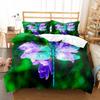 Dragonfly Duvet Cover Set Art Painting Animals Pattern King Queen Size Polyester Comforter Cover for Kids Boys Girls Bedding Set