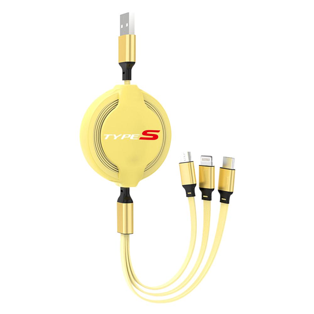 Car Phone Charger Fast Wire Charging Cable Three-head Data Cable For Honda Civic Accord Crv Hrv City Jazz CR-Z Element Insight