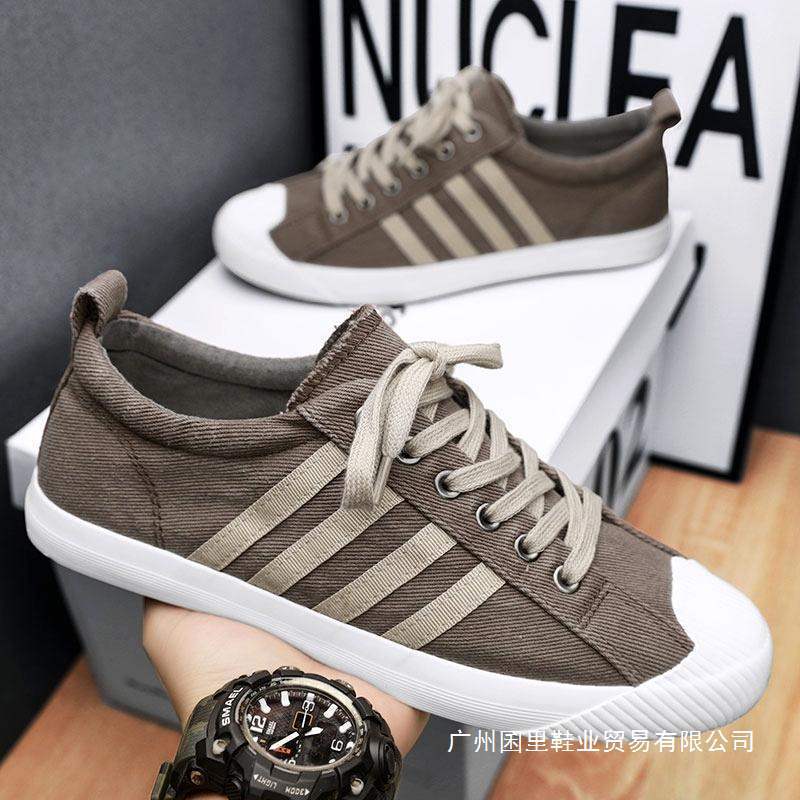 Summer Men Canvas Shoes Breathable Casual Low-Top Sneakers Soft Sole Flat Shoes Trendy Sports Footwear for Teens Boys