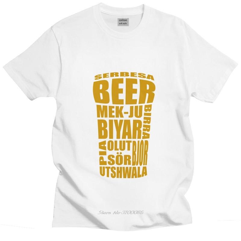 Beer Translations T Shirt for Unisex Cotton Leisure Tshirt Short Sleeves Alcohol Drinking Tee Tops Fashion Slim Fit Clothing