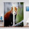 Tenda in Voile Trasparente con Panda Rosso per Soggiorno Camera da Letto Cucina Decorazioni per la Casa Animale Carino Trattamento in Chiffon Tende in Tulle per Finestre