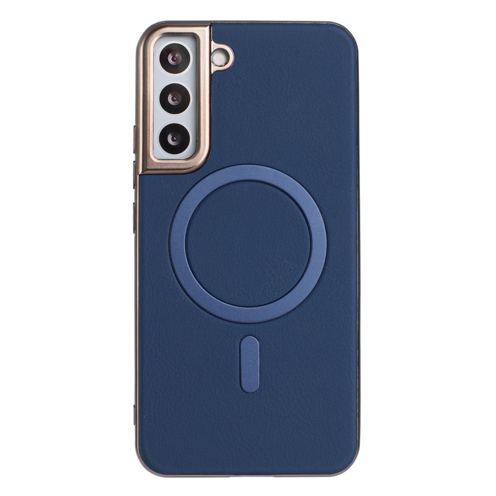 

For Samsung Galaxy S25+ Case BINFEN COLOR BF40 Compatible with MagSafe Electroplated PU+TPU Phone Back Cover Dark Blue