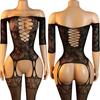 Plus Size Babydolls Clothes Sexy Fishnet Hollow Bodystockings Erotic Crotchless Lingerie Women Mesh See Through Baby Dolls Dress