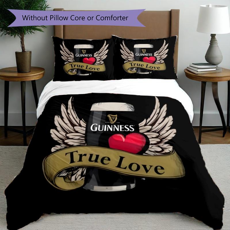 3pcs Duvet Cover Set (1*Duvet Cover + 2*Pillowcase, Without Core), Guinness Draught Print Bedding Set, Bedroom Decor, All‑Season, Gift