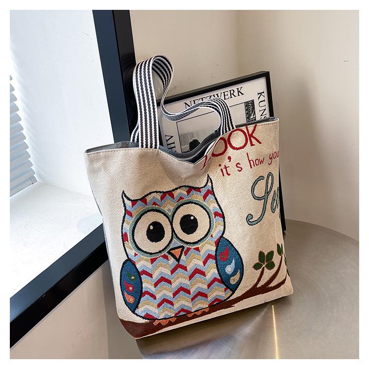 Goldfaden Canvas Tragetasche - Damen Cartoon Schulterhandtasche