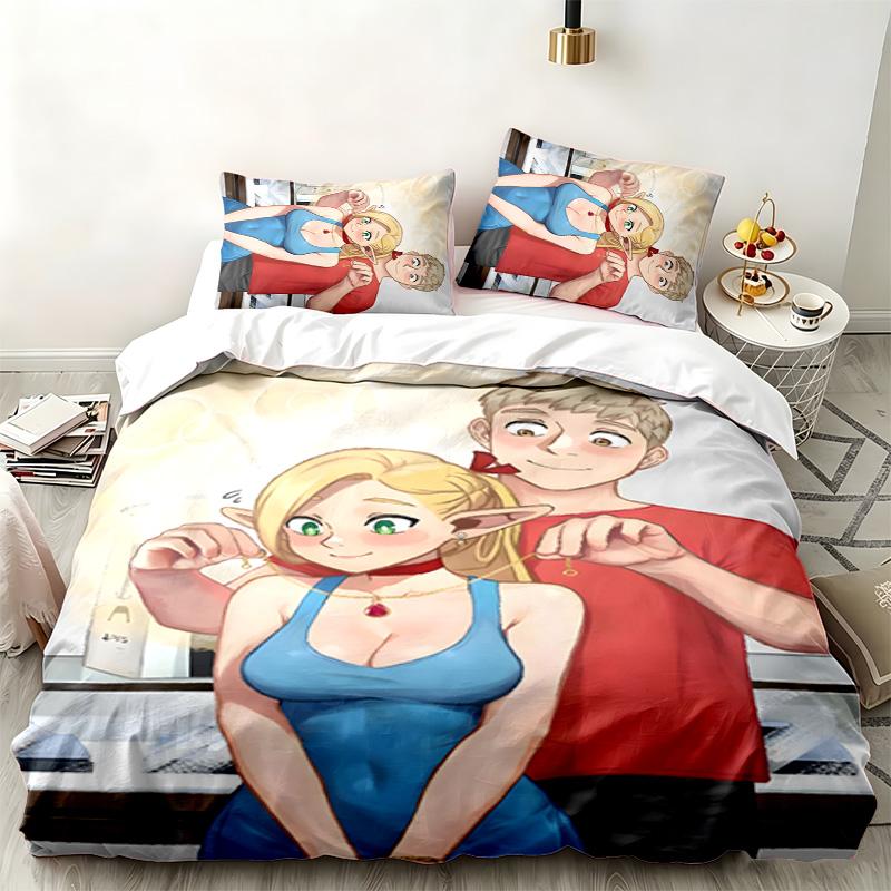 Delicious In Dungeon 3pc Set Perfect for Bedroom Use Comfortable Bedding Set Includes a Duvet Cover and Two Pillowcases Ideal Birthday or Christmas Gi