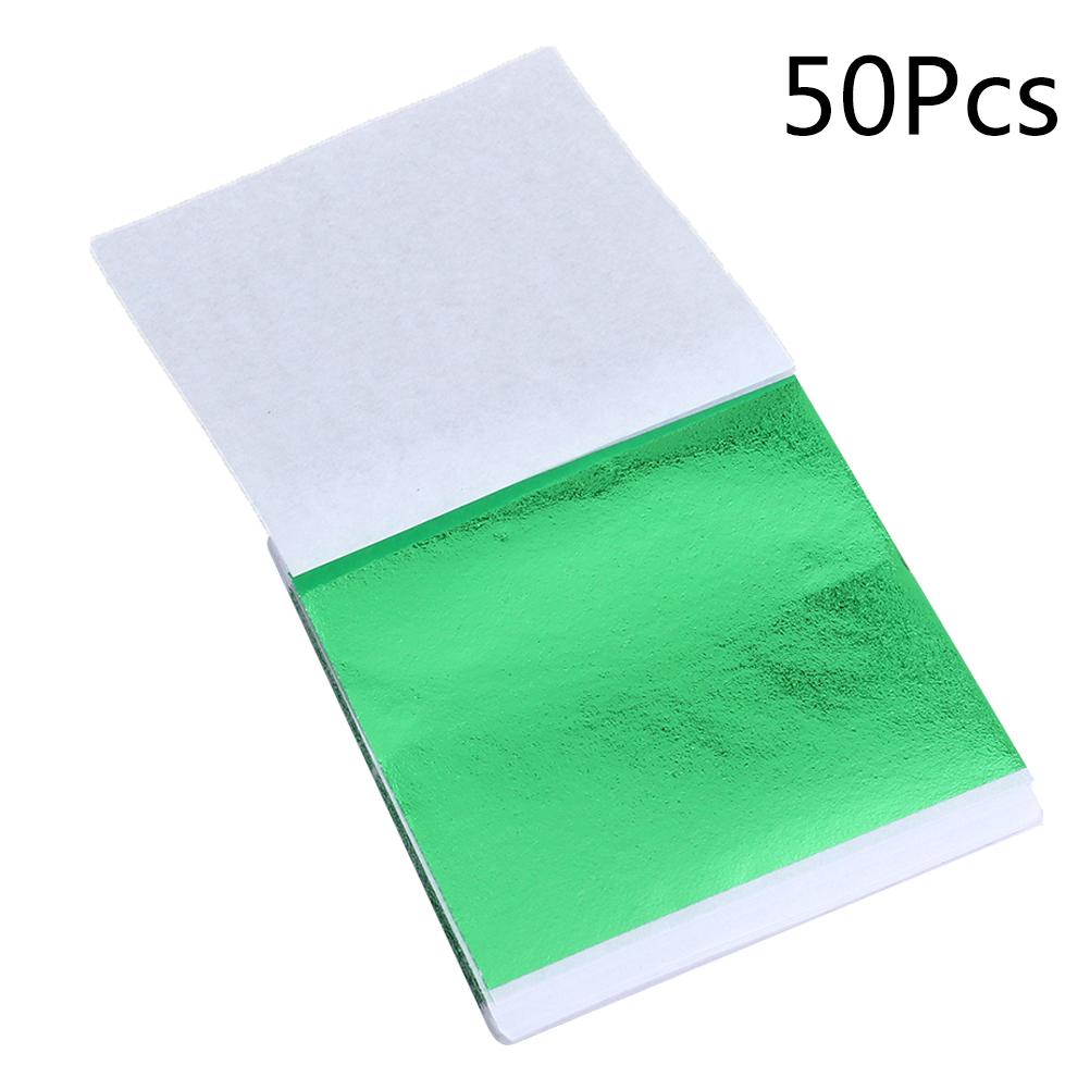 50pcs 8X8.5Cm Gold Foil Decoration Imitation Gold Leaf Shiny Foil Paper Sheet For Art Craft Diy Wood Ceramic Glass Metal Plastic