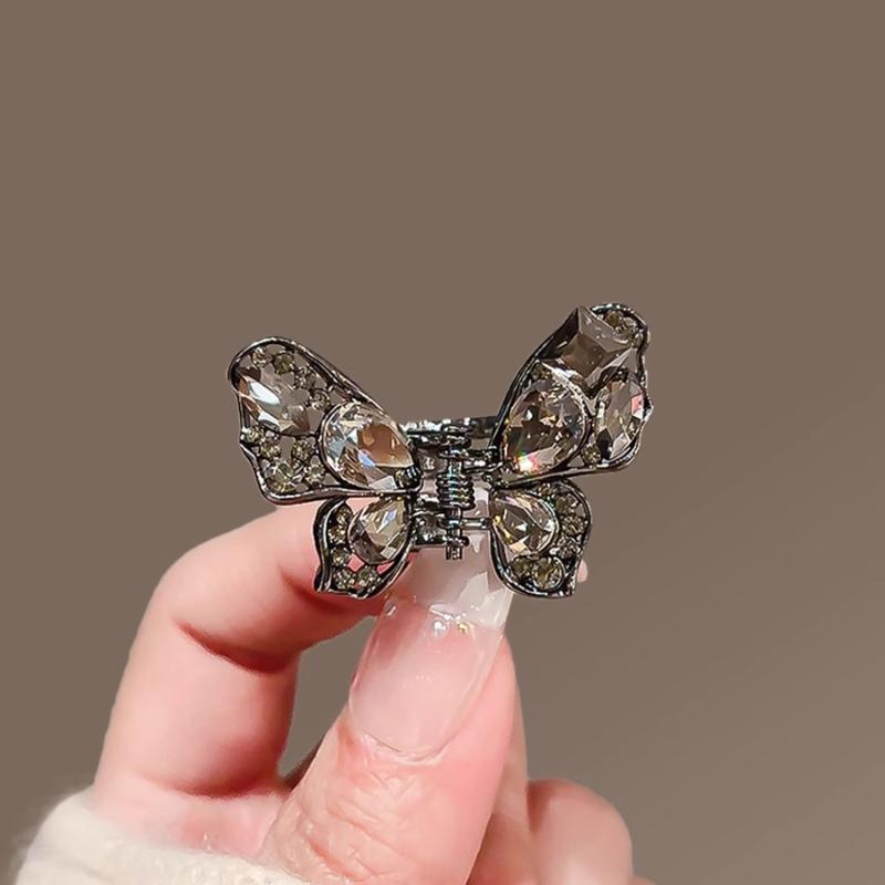 

1Pcs High-end Women s Bangs Side Hair Grip Cute Black Crystal Butterfly Small Hair Claw Sweet Korean Hair Clip Fashion Top Clip one size