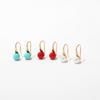 Gold Plated Matte Red Bead Drop Hook Earrings