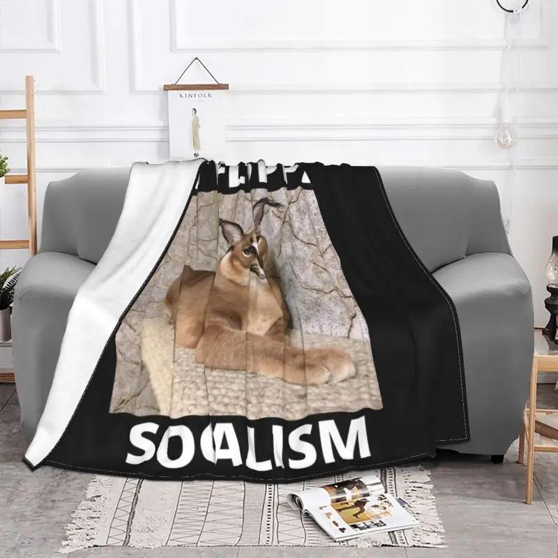 Big Floppa My Beloved Sofa Fleece Throw Blanket Warm Flannel Caracal Meme Blankets for Bed Travel Couch Bedspreads 100cmx150cm