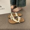 Zwei-Wege-Leinen Ein-Wort mit Zehensandalen Damen Sommerurlaubsstil Freizeit Strand Römische Schuhe Hausschuhe für draußen