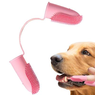 Welpenzahnbürste Hunde-Fingerzahnbürste zur einfachen Zahnreinigung Zahnbürste für kleine Hunde, Katzen und die meisten Haustiere Zwei Finger neu