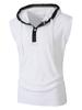 Mens Casual Sleeveless Hooded Solid Pullover Tank Top