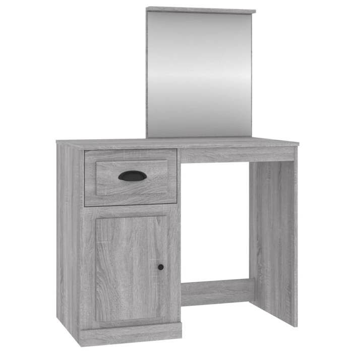VidaXL Coiffeuse avec Miroir, Table de Maquillage avec Rangement, Table Cosmétique, Meuble de Chambre à Coucher, Moderne, 816766
