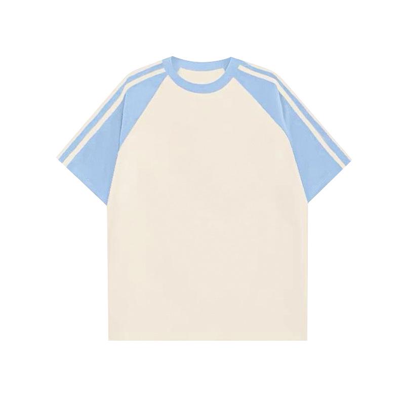 Women's Contrast Raglan Three-Stripes Short Sleeve Customized Logo T-Shirt