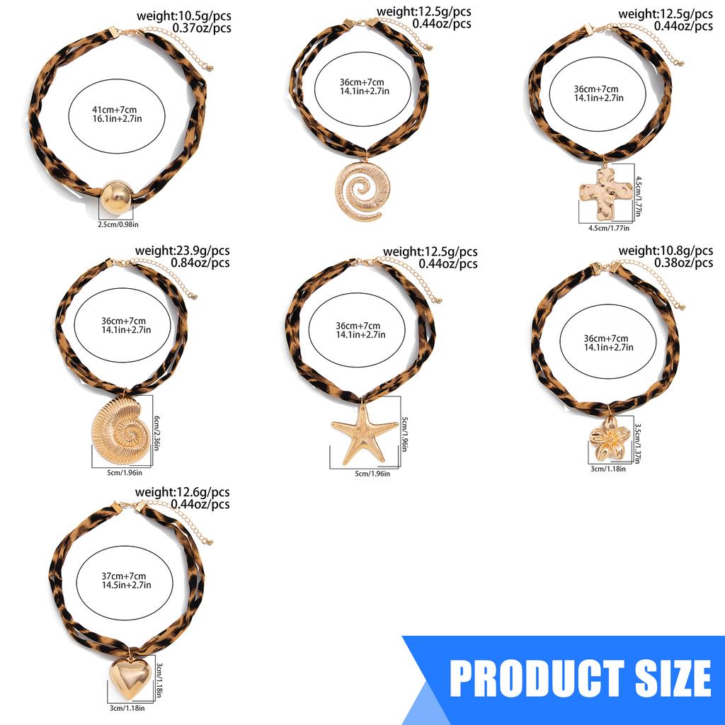 Adjustable Velvet Choker Necklace Heart Pendant Layered Chain Jewelry Alloy Conch Starfish Pendant Jewelry For Women