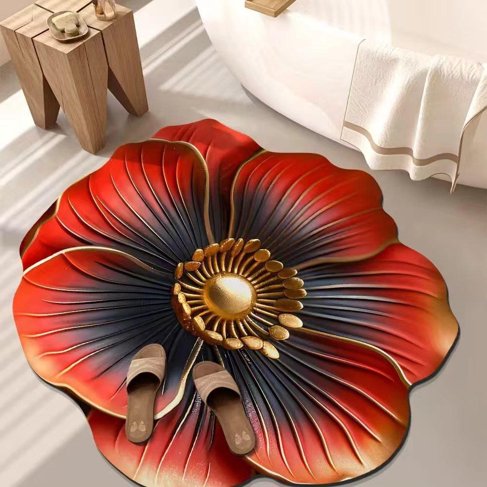3D Flower Carpet Absorbent Floor Mat Living Room Dressing Room Non Slip Floor Mat Bedroom Bedside Carpet