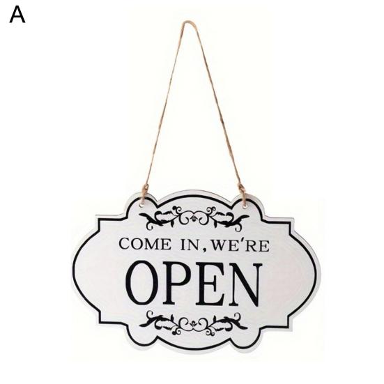 Rustic Business Sign Wooden Open And Closed Sign Double Sided Vintage Open Sign with Rope for Coffee Shop Restaurant Bar Door Window