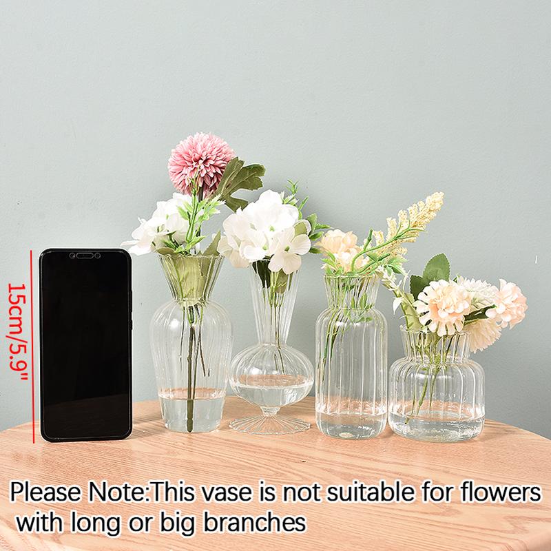 Vintage Glass Vase Room Decoration Transparent Flower Vase Hydroponic Plant Pot Aesthetic Table Ornaments Accessories Flower Bottle