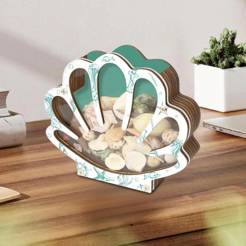 Seashell Container For Display Portable Seashell Display Decorative Wooden Clear Portable Holder For Exhibiting Kids Beach