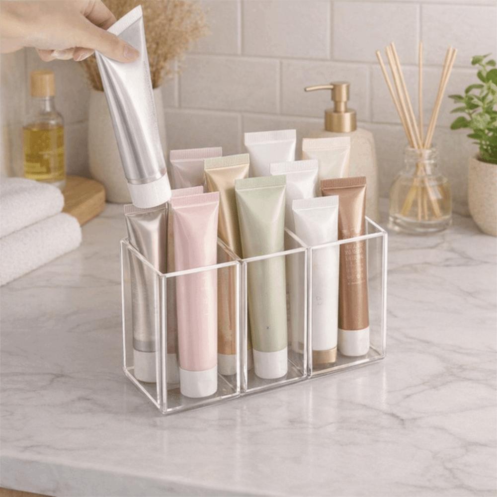 Mehrfachgitter Salben-Organizer-Box Transparente Kosmetik-Aufbewahrungsregal Schminktisch-Organisation