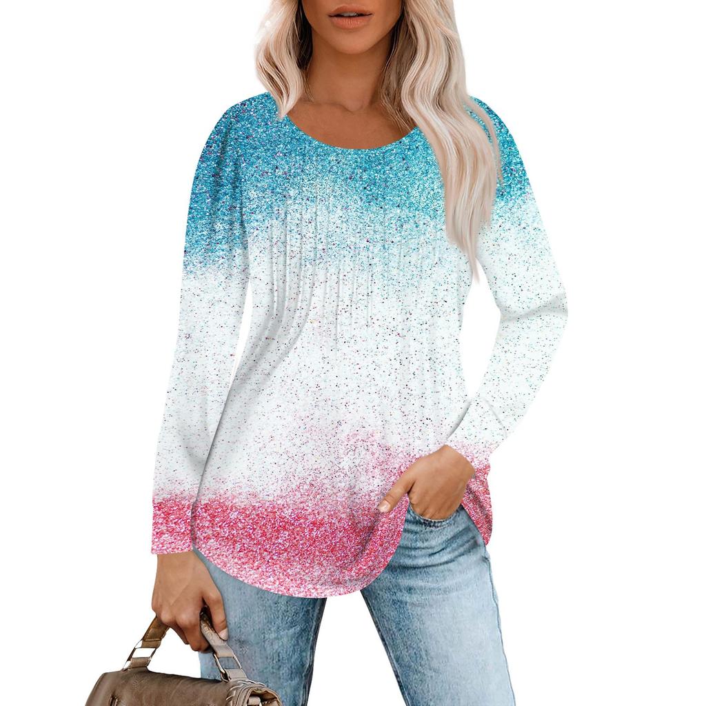 Cămăși cu mânecă lungă pentru femei Topuri Bluze casual cu pliuri cu gât deschis Topuri cu tunică