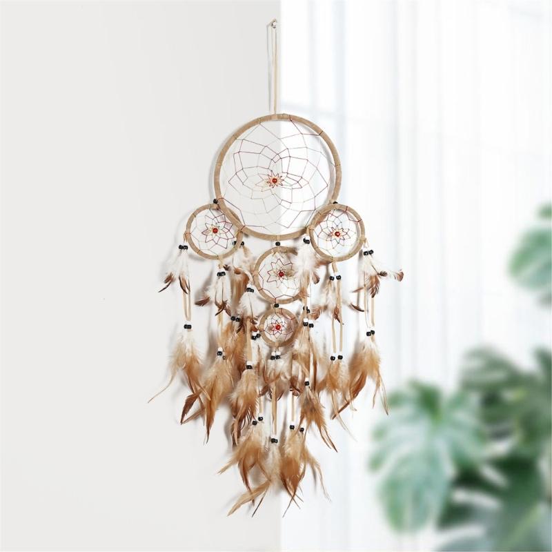 Dreamcatchers with Feather Decorations for Car Decors Wall Hangings Dreamcatchers Home Indian Windchimes Decors