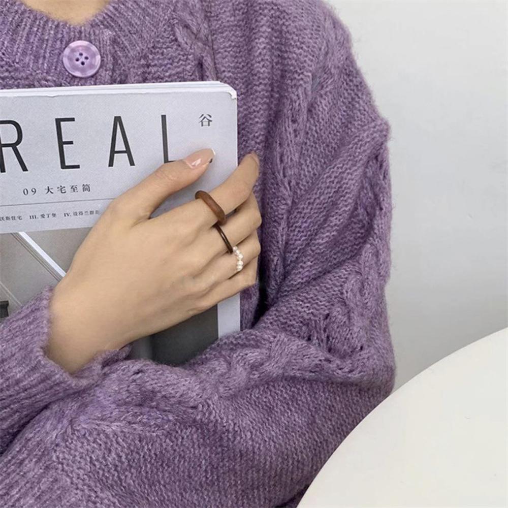 

Elegant 3pcs/set Trendy Cool Girls Geometric Resin Pearl Rings Finger Ring Set