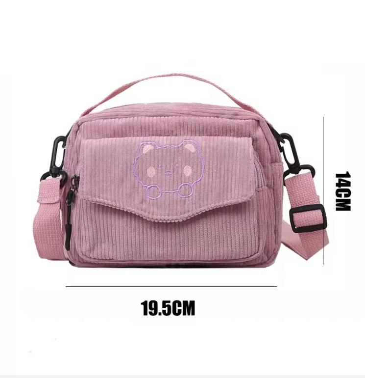 Fashion Satchel Corduroy Handbags Student Totes Messenger Bag Shoulder Bags