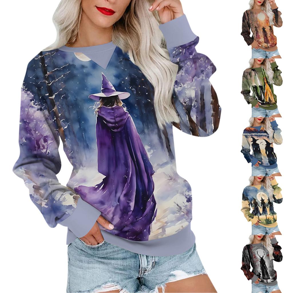 Lässiger, bedruckter Pullover für Damen, Langarmshirt, übergroßes Sweatshirt