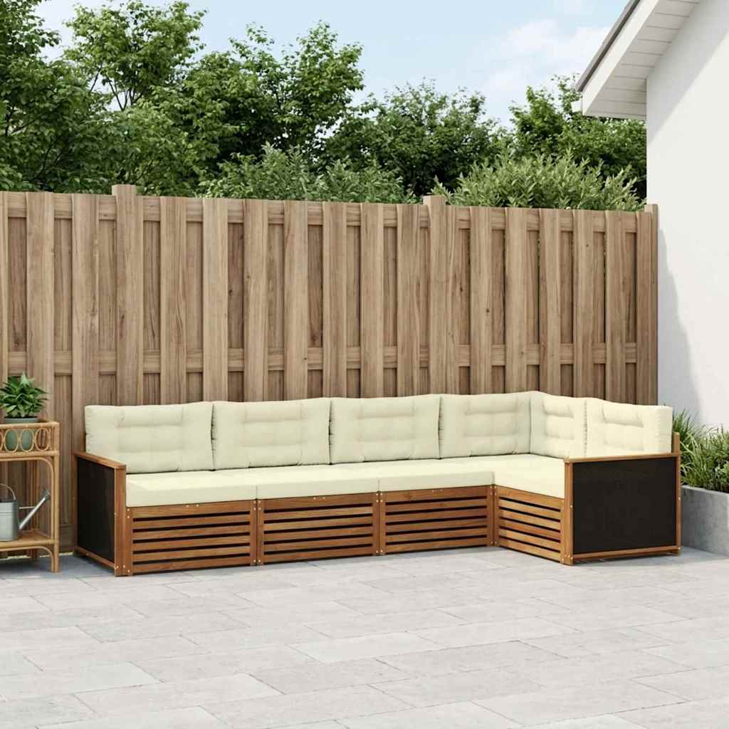 Outdoor Sofa Set 5 pcs Natural & Cream 323 x 164.5 x 73 cm