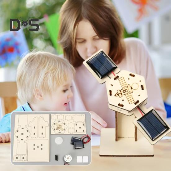 1/2 Sets DIY Artificial Satellite Model Kit Educational Handmade Wooden Puzzle Satellite Model Kids Science Exploration Projects STEM Toy Space Lover