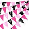 Faccito 60 Pcs Mouse Color Banner Decorations 49 Ft Rose Hot Pink and Black Pennant Flag Banner Mouse Theme Paper Triangle Bunting Decor for Outdoor