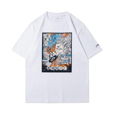 Li Ning Sports Fashion Serie Bedrucktes Rundhals Kurzarm T-Shirt Herren Tops Weiß AHSRA49-1