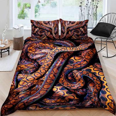 Kemila 3d Snake Duvet Cover Set Green Snake Bedding Set Animal Theme for Boys Men Bedclothes Pillowcase Double Queen King Size Quilt Cover