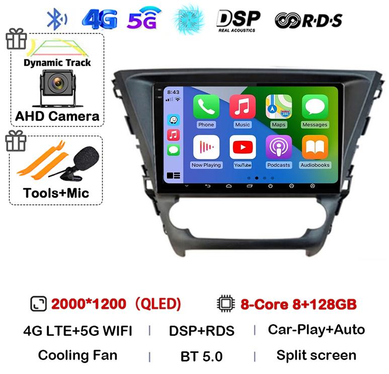 Android 14 Carplay Auto WIFI+4G For Toyota Avensis 2018 2019 2020 Car Radio Multimedia GPS Stereo Video Player DSP 360 Camera BT