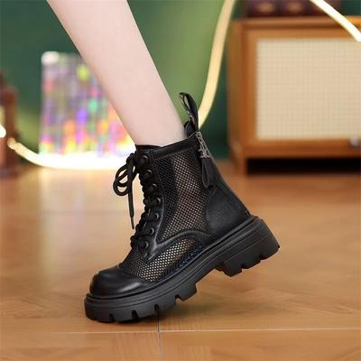 Summer Thin Martin Boots Women's Mesh Super Breathable Hollow Advanced Sense New Thick-soled Short Boots