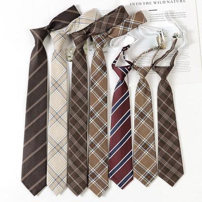 Brown Retro Plaid Striped Free Tie In Japanese Coffee Color for Men and Women