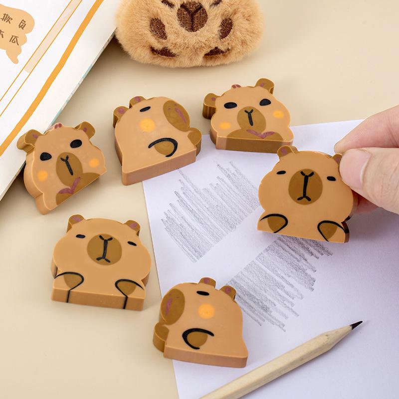 4Pcs/Lot Cute Capybara Big Eraser for Pencil Correct Kawaii Animal Eraser Student School Office Stationery Christmas Gift Prizes