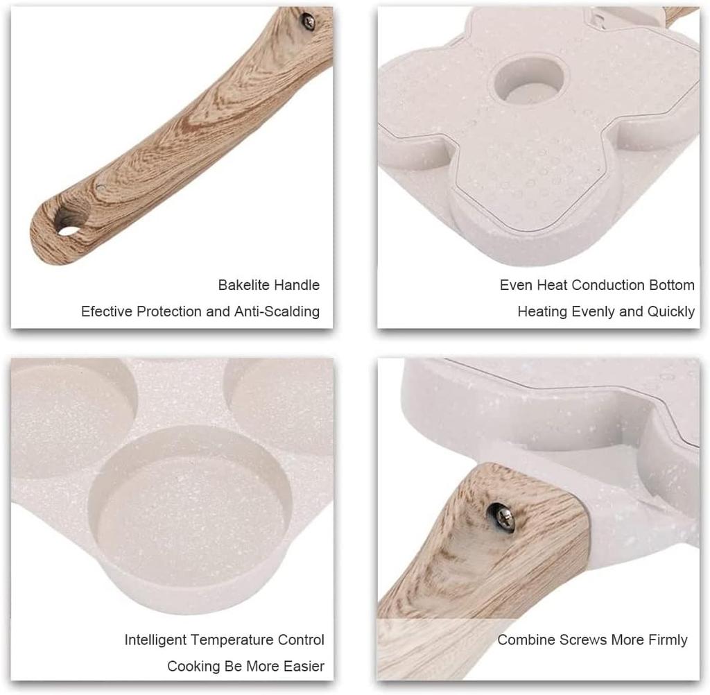 GIYOCA Egg Pan Omelette Pan, Divided Nonstick Grill Pan, Pancake Pan and Healthy Egg CookerSuitable, White Granite