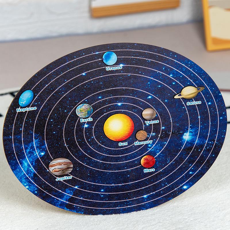 Quebra-cabeça de madeira do sistema solar: Brinquedo de educação infantil para a cognição do planeta