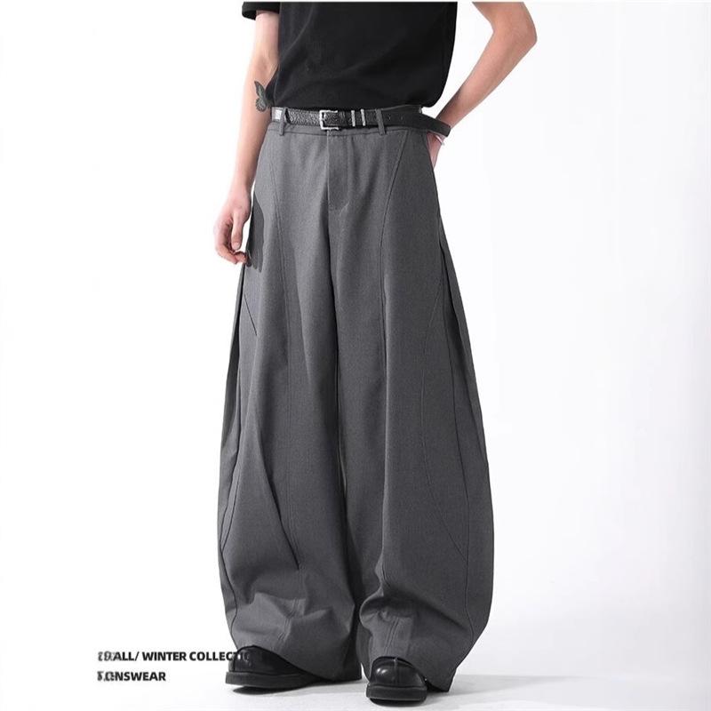 Trendy men's American deconstruction design feeling scimitar pants drape feeling wide-leg casual pants couple style versatile pants tide