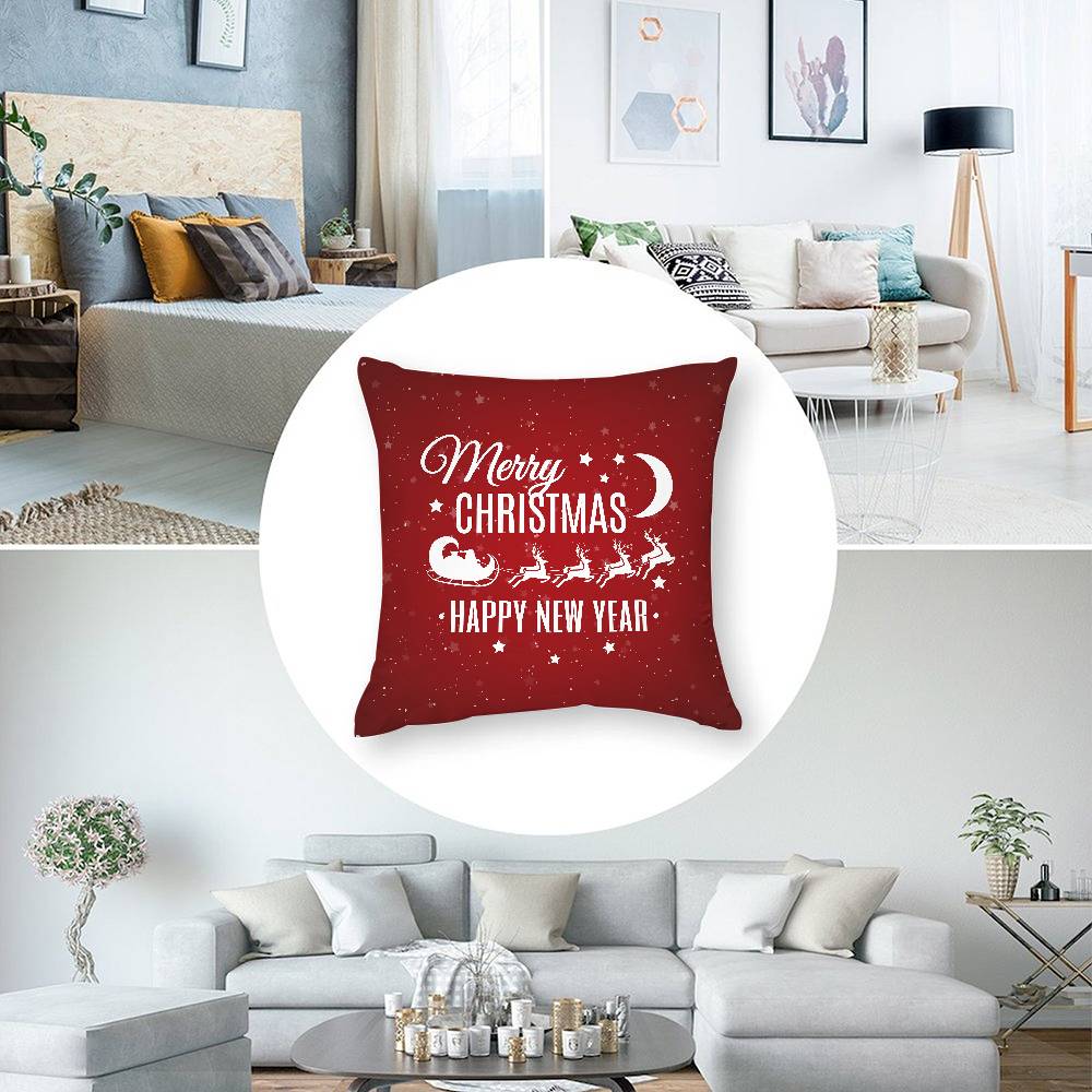 Christmas Santa Snowflake Elk Pillow Case  Plush Fabric Soft  Pillowcase Double Sided Print Cushion Cover Household Gifts