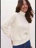 2025 Women's High Neck Solid Color Knitted Sweater - Autumn/Winter European & American Fashion